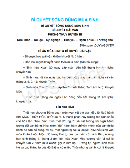 Bí Quyết Sống Đúng Mùa Sinh Bí Quyết Cải Vận Phong Thủy Huyền Bí - Duy Nguyên - Hình ảnh 2